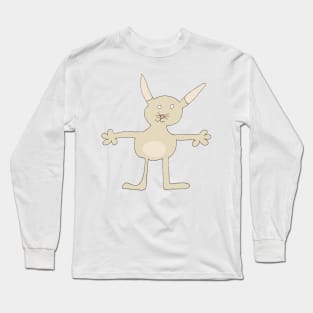 hand drawn bunny friends – sand on light gray - seamless repeat pattern Long Sleeve T-Shirt